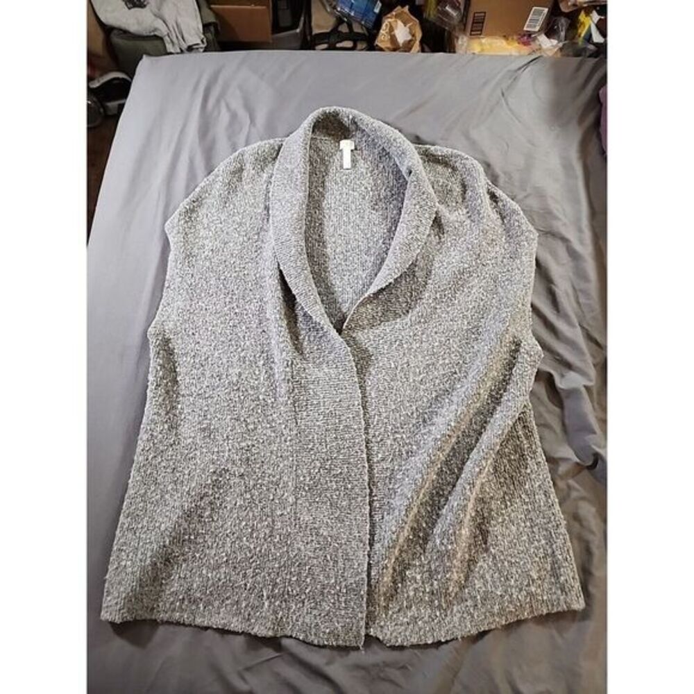 A NEW DAY KNIT CARDIGAN SWEATER SHAWL COLLAR OPEN FRONT GRAY ONE SIZE